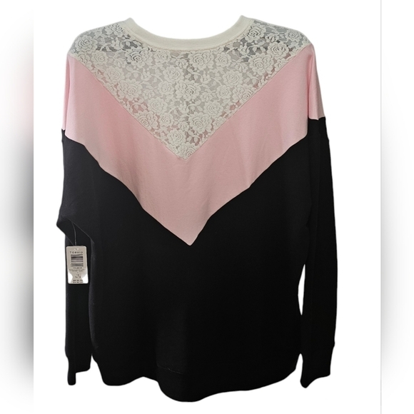 Torrid Oversized Relaxed Fit Soft Fleece Cheveron Colorblock Sweatshirt Size 1X - Picture 3 of 6